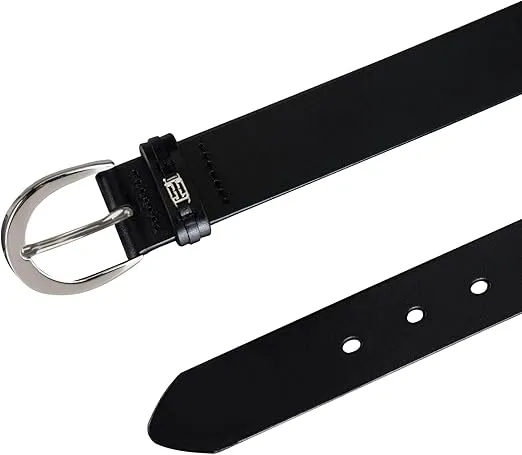 Tommy Hilfiger Women's TH Ornament Logo Casual Leather Belt for Jeans, Trousers and Dresses