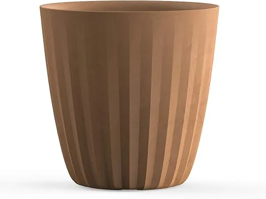 Crescent Garden Pleat Planter, Large Outdoor/Indoor Pot, 15-Inch (Weathered Terracotta)