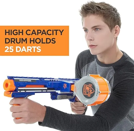 NERF Rampage N-Strike Elite Toy Blaster with 25 Dart Drum Slam Fire for Kids, Teens, & Adults (Amazon Exclusive)