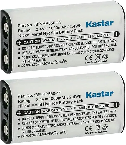 Kastar 2-Pack 2.4V 1000mAh Ni-MH Battery Replacement for Sony BP-HP550-1 BPHP5501, BP-HP550-11 BPHP55011Battery, Sony MDR-IF245RK MDRIF245RK, MDR-RF4000 MDRRF4000, MDR-RF4000K MDRRF4000K Headphone