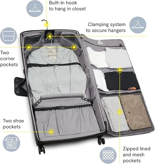 DELSEY PARIS Helium DLX Garment Bag with Spinner Wheels, Black