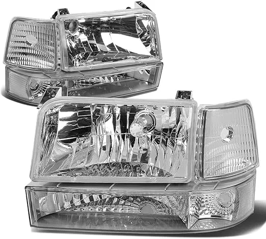 DNA MOTORING HL-OH-F15092-6P-CH-CL1 Chrome Housing Headlights Compatible with 92-96 Bronco F150 F250 F350