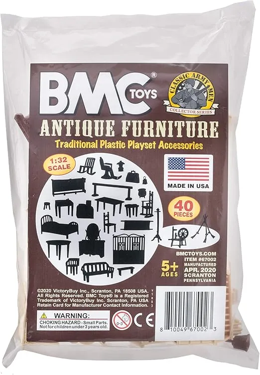 BMC Classic Marx Antique Furniture - 40pc Dollhouse Plastic Playset Accessories