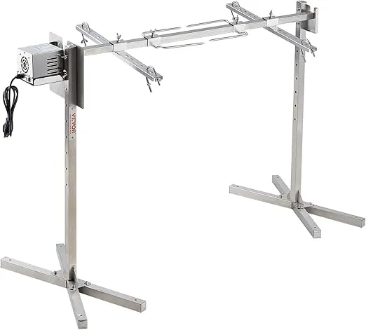 VEVOR Electric BBQ Rotisserie Grill Kit, 46 Inch 90 lbs Capacity, Automatic 42W Motor Height Adjustable Universal Roaster Stand, Stainless Steel Grilling Kit, Spit Rod with Heat Shield for Pig Lamb