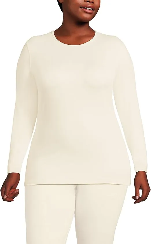 Lands' End Women's Baselayer Cozy Thermaskin Crewneck Top