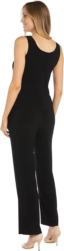 R&M Richards Women's Glitter Embroidered Pant Set W/Duster Jacket & Tank Top