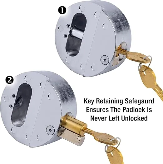 Master Lock Chrome Puck Lock, Heavy Duty Hidden Shackle Lock and Hasp, Solid Steel Lock for Trucks, Trailers, or Vans, M736XKAD