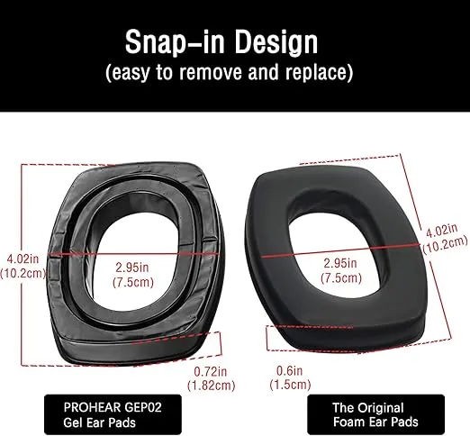 PROHEAR GEP02 Gel Ear Pads for Howard Leight by Honeywell Impact Sport Pro Sync Leightning Earmuffs