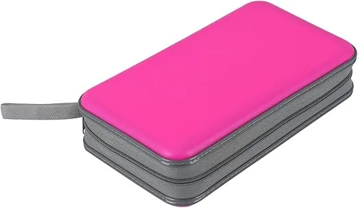 alavisxf xx CD Case, 96 Capacity Hard Plastic CD Holder Protective DVD Disc Storage Case Holder Portable Zipper CD DVD Organizer Storage Wallet for Car Home Travel (96 Capacity, Hot Pink)