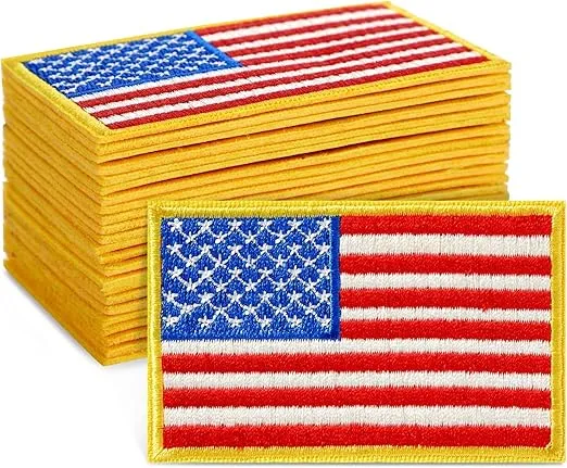 Okuna Outpost 24 Pack of Iron On American Flag Patches for Patriotic Accessories, Embroidered USA Patch Set for Clothing