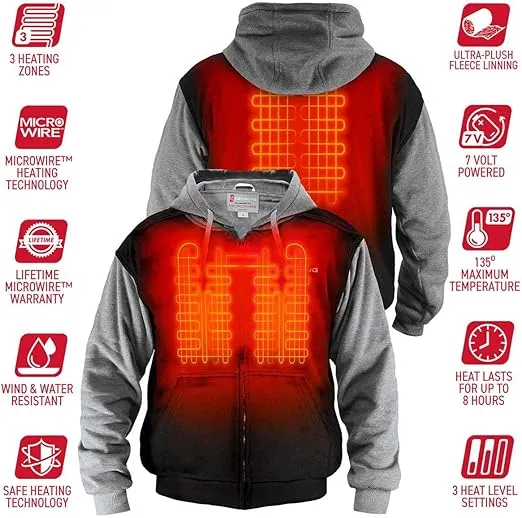 Gerbing 7V Battery Heated Hoodie Unisex – Electric Heat Sweatshirt, Heating Jacket for Motorcycle, Hunting, Camping