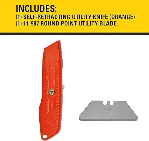 STANLEY Utility Knife, Interlock Safety, Self-Retracting, Round Point Blade (10-189C)