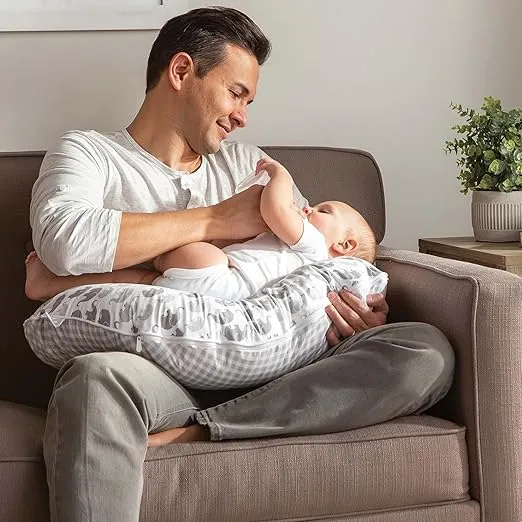 Boppy Nursing Pillow Cover, Premium Quick-Dry Fabric, Gray Elephants, Fits The Original Support Boppy Pillow for Breastfeeding and Bottle Feeding, Cover Only, Nursing Support Pillow Sold Separately