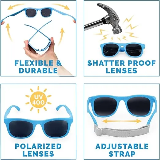 JAN & JUL Baby Toddler Kids’ Flexible UV-400 Polarized Sun-glasses with Strap for Girls Boys