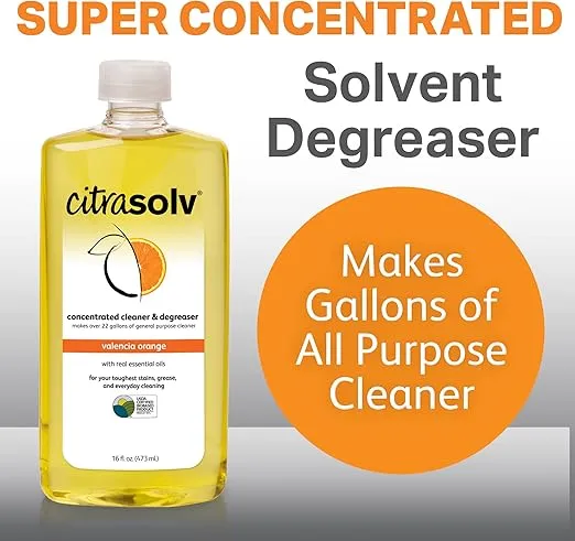 Citra Solv Concentrated Household Cleaner & Degreaser - Valencia Orange Scent - 16 Fl Oz, Safe, Effective, and Versatile Cleaning Solution, Natural Ingredients, Biodegradable, Made in USA