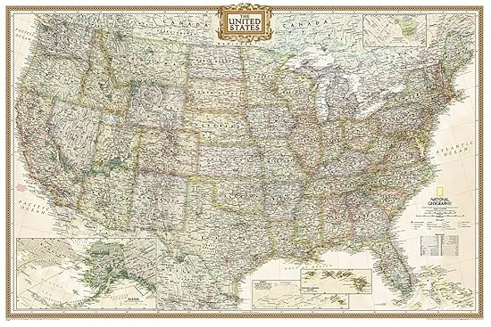 National Geographic United States Wall Map - Executive (Poster Size: 36 x 24 in) (National Geographic Reference Map)