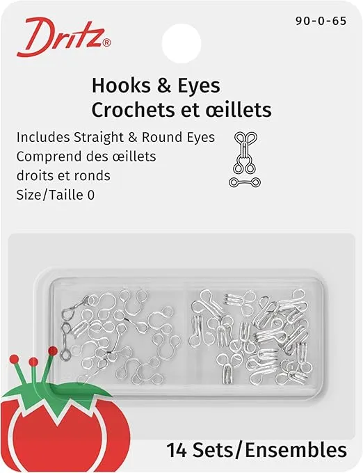 Dritz 90-0-65 Hook & Eye Closures, Nickel, Size 0 14-Count