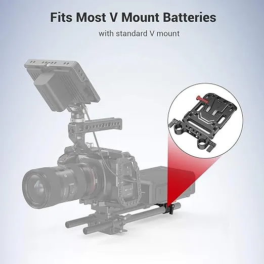 SmallRig Battery Plate with V-Lock Mount with Dual 15mm Rod Clamp for Camera Power Supply - 3016