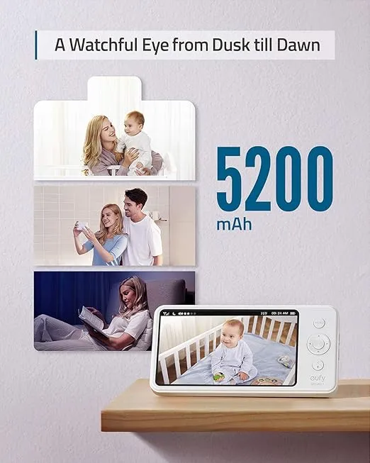 eufy Security, SpaceView Pro Video Baby Monitor E210 with 5" Screen, Two-Way Audio, Security Camera, 720p, Pan & Tilt, Night Vision, Lullaby Player, Wide Angle Lens Not Included (No App Required)