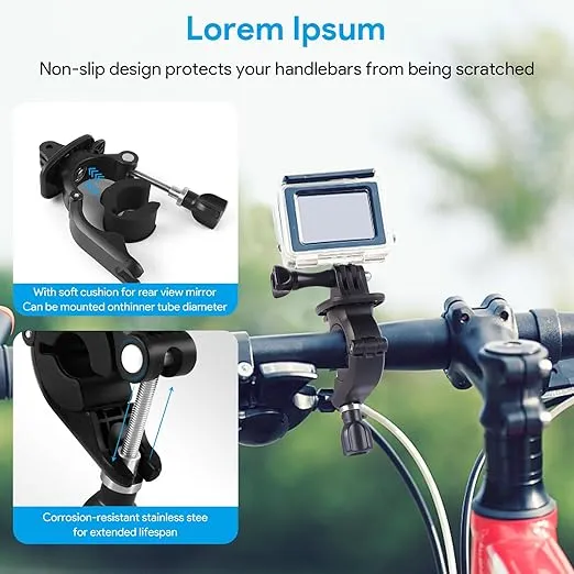 REYGEAK Bike Handlebar Mount for Insta360 X4/X3,Motorcycle Bike Hoder Clip with Dual-Claws for GoPro Hero13/12/11/10/9,DJI Action 5/4/3,Pocket 4/3 Attachment Mounting Accessories