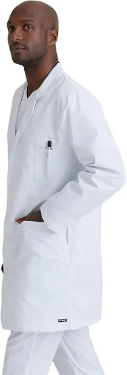 BARCO Grey's Anatomy Scrubs - Noah Lab Coat for Men, Professional Full-Length 4-Button Long Sleeve 37" Lab Coat