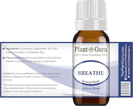 Plant Guru Breathe Synergy Blend 10 ml - 100% Pure Therapeutic Grade Essential Oil