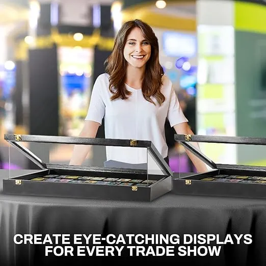 Trade Show Display Portable Case, Clear Acrylic Box for Pastry Display, Display Case for Exhibits w/Acrylic Side Guards | Black