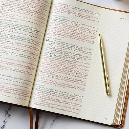 KJV Notetaking Bible, Large Print Edition, Brown LeatherTouch, Red Letter, Wide Margins, Journaling Space, Single-Column, Reading Plan, Easy-to-Read Bible MCM Type
