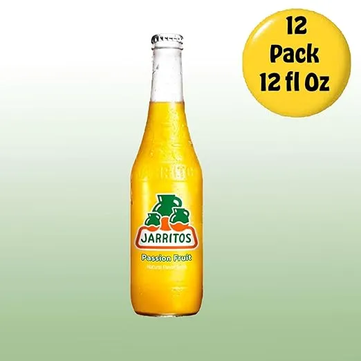 Jarritos Passion Fruit Mexican Soft Soda Drink, 12 fl oz Glass Bottles, 12 Pack