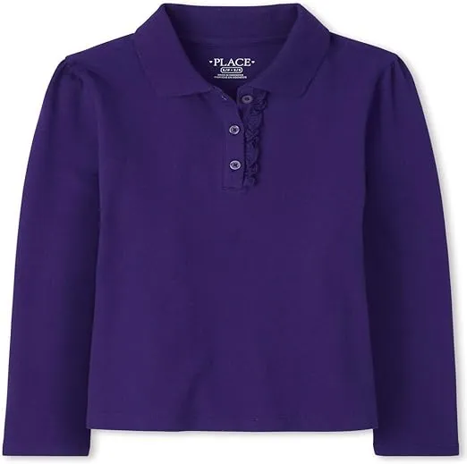 The Children's Place Girls' Long Sleeve Ruffle Pique Polo