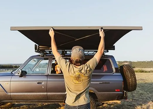 KAMMOK CROSSWING: Car Awning | Three-Second Deployment | No Supports Required | All-Weather Durability | Adjustable Coverage | Desert Tan 5 ft (Gray, 5 ft)