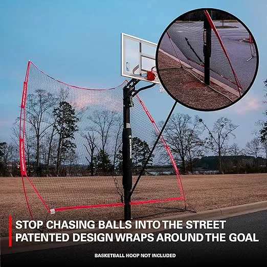 Rukket Basketball Air Defense Return Net Guard and Backstop, Choose 12x13 XL Return Net or 6x10 Adjustable Return Net, Hoop Rebound Back Netting Attachment for Yard, Home & Residential Use, Barrier System for Safety and Retention