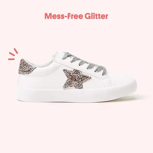 FabKids Kids Sneakers Boys Girls White Shoes Low Top Lace Up Footwear for Toddler Little Kid Big Kid