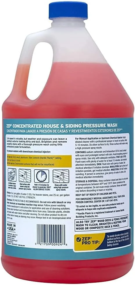 Zep House and Siding Pressure Wash Cleaner Concentrate - 1 Gallon - ZUVWS128 - Construction Grade