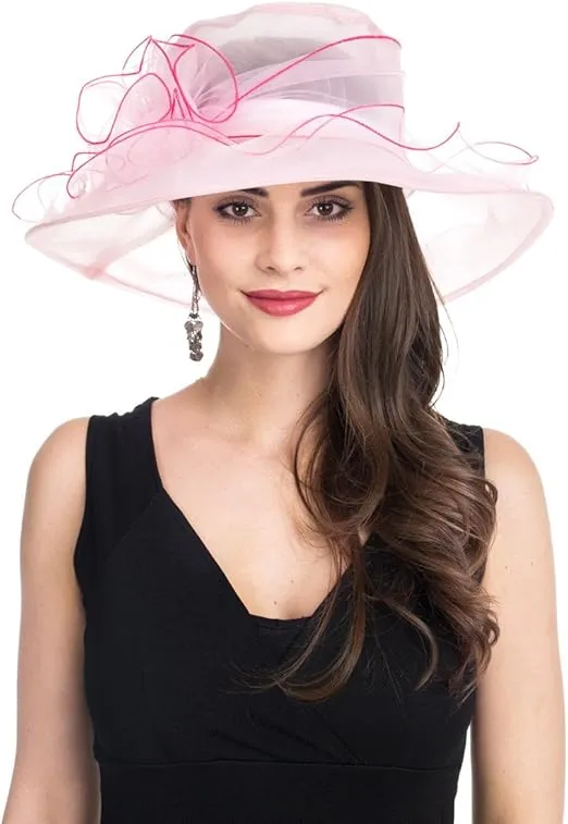 SAFERIN Women's Organza Church Fascinator Bridal Tea Party Wedding Hat