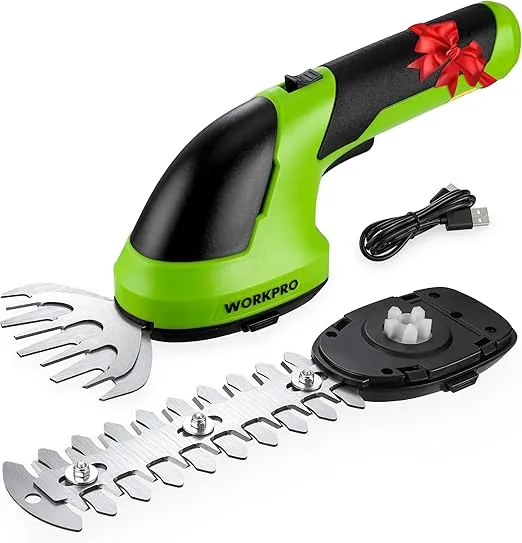 WORKPRO Cordless Grass Shear & Shrubbery Trimmer - 2 in 1 Handheld 7.2V Electric Grass Trimmer Hedge Shears/Grass Cutter, Christmas Gifts for Women and Men