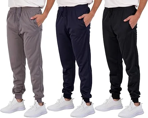 Real Essentials 3 Pack: Boy's Active Athletic Casual Jogger Sweatpants with Pockets