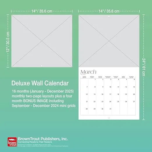 Corvette OFFICIAL | 2025 14 x 24 Inch Monthly Deluxe Wall Calendar | Foil Stamped Cover | Plastic-Free | BrownTrout | Chevrolet Motor Muscle Car
