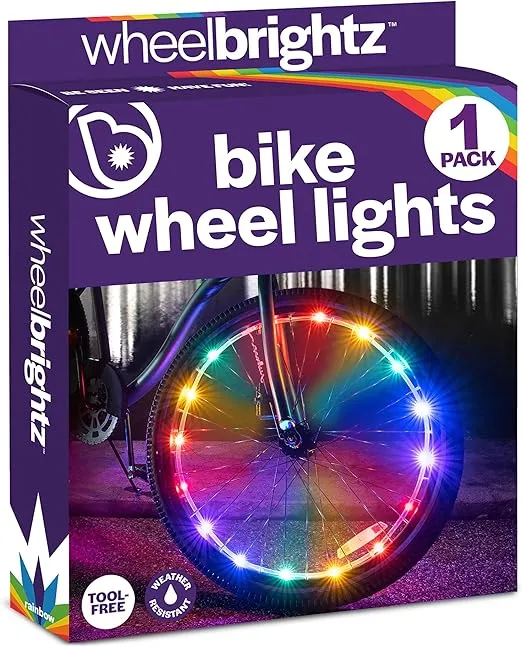 Brightz WheelBrightz LED Bike Wheel Lights - 2024 Edition with Superior Straps & LED-Weatherproof Shield! 14 Colors - Unmatched Durability, Visibility & 48+ Hours of Dazzling Illumination