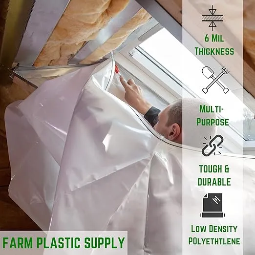 Farm Plastic Supply - Clear Plastic Sheeting - 6 mil - (6' x 100') - Thick Plastic Sheeting, Heavy Duty Polyethylene Film, Drop Cloth Vapor Barrier Covering for Crawl Space