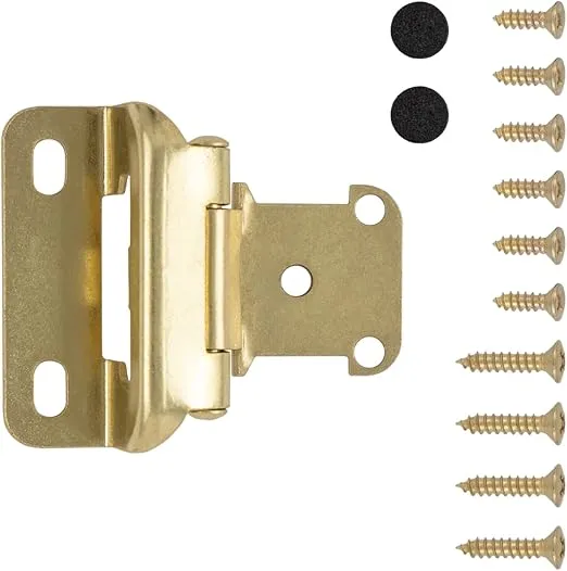 Hickory Hardware P2710F-3 Hinge Semi-Concealed 1/2 Inch Overlay - Cabinet Hardware Hinge with Easy Installation - Face Frame Partial Wrap Self Closing - Polished Brass Finish 1 set of Pair
