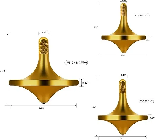 Stainless Steel Spinning Top, Premium Exquisite Perfect Balance Well Made Metal Desk EDC Little Fidget Toy, Spin Long Time Over 6 Minutes, Great Value (Bronze, 3PCS Large + Medium + Small)