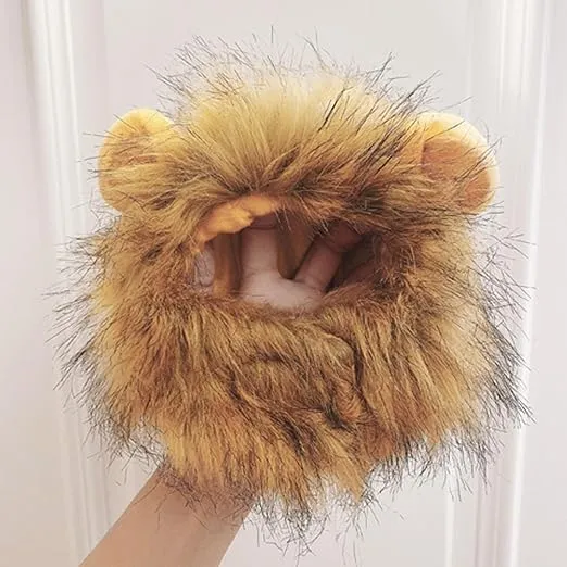 Cute Cat Lion Mane Costume, Halloween Costume Cat Lion Mane Wig for Cats and Small Dogs, Funny Pet Headwear Cat Hats for Halloween Christmas, Parties, Photo Shoots Lion S
