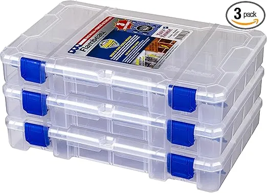 Flambeau Outdoors 4007PK3 Tuff Tainer, Fishing Tackle Tray Boxes, Includes [12] Zerust Dividers for Each, 3 Pack