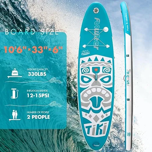 FunWater Inflatable Ultra-Light Stand Up Paddle Board for All Skill Levels with Premium SUP Paddleboard Accessories,Non-Slip Comfort Deck for Youth & Adults.