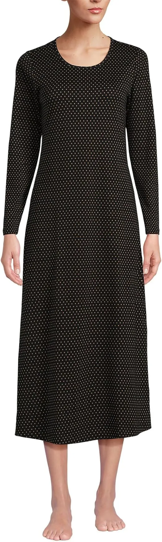 Lands' End Women's Cotton Long Sleeve Midcalf Nightgown
