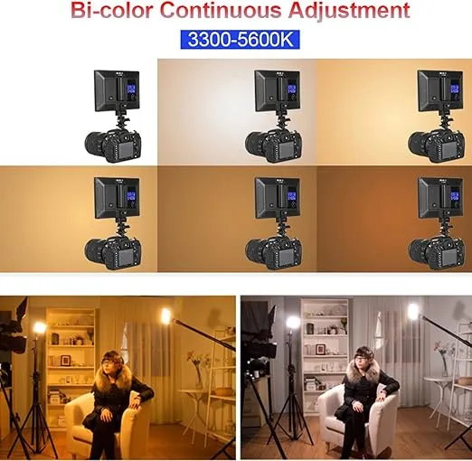 VILTROX L116T On-Camera 3300K-5600K Bi-Color LED Video Light with LCD Display, Dimmable Brightness, CRI 95+ for Conference Podcast Live Broadcast Interview Vlog Lighting (No Batteries)