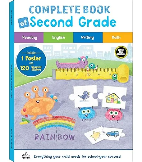 Carson Dellosa Complete Book of 2nd Grade Workbooks, Grade 2 Math and Language Arts, Prefixes, Suffixes, Grammar and More, Second Grade Workbook for Classroom or Homeschool
