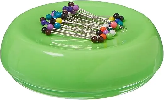 Grabbit Magnetic Sewing Pincushion with 50 Plastic Head Pins, Lime Green