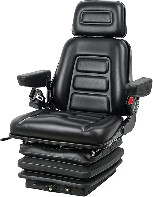 Universal Tractor Suspension Seat with Adjustable Angle Back,Armrest And Safety Belt,for Linde Forklift Tractor,Excavator Skid Loader Backhoe Dozer Telehandler